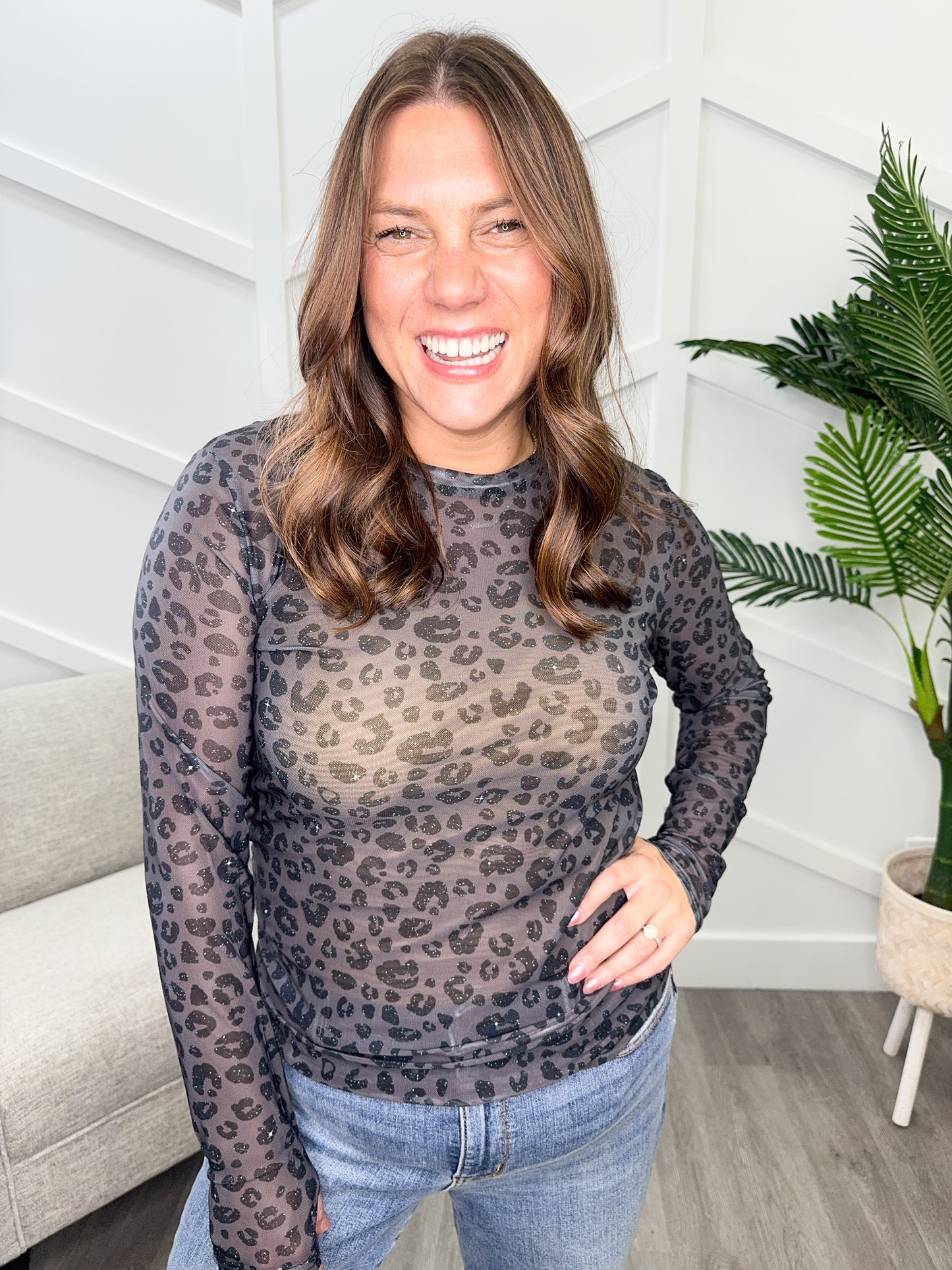Reg/Plus-Midnight Spots Mesh Top