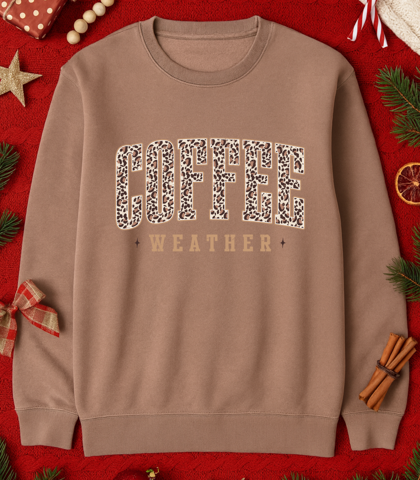 Coffee Weather Tee or Sweatshirt (leopard letters)