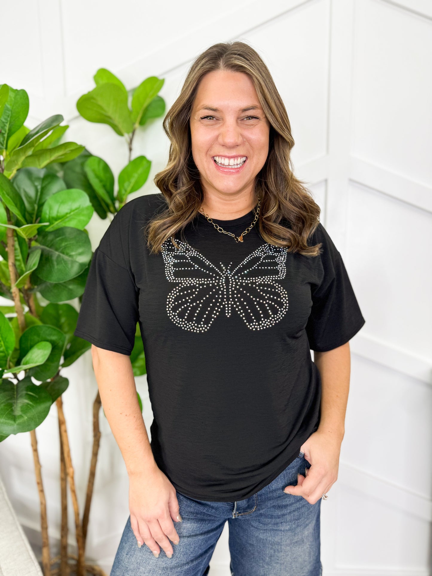 Reg/Plus-Butterfly Rhinestone Tee