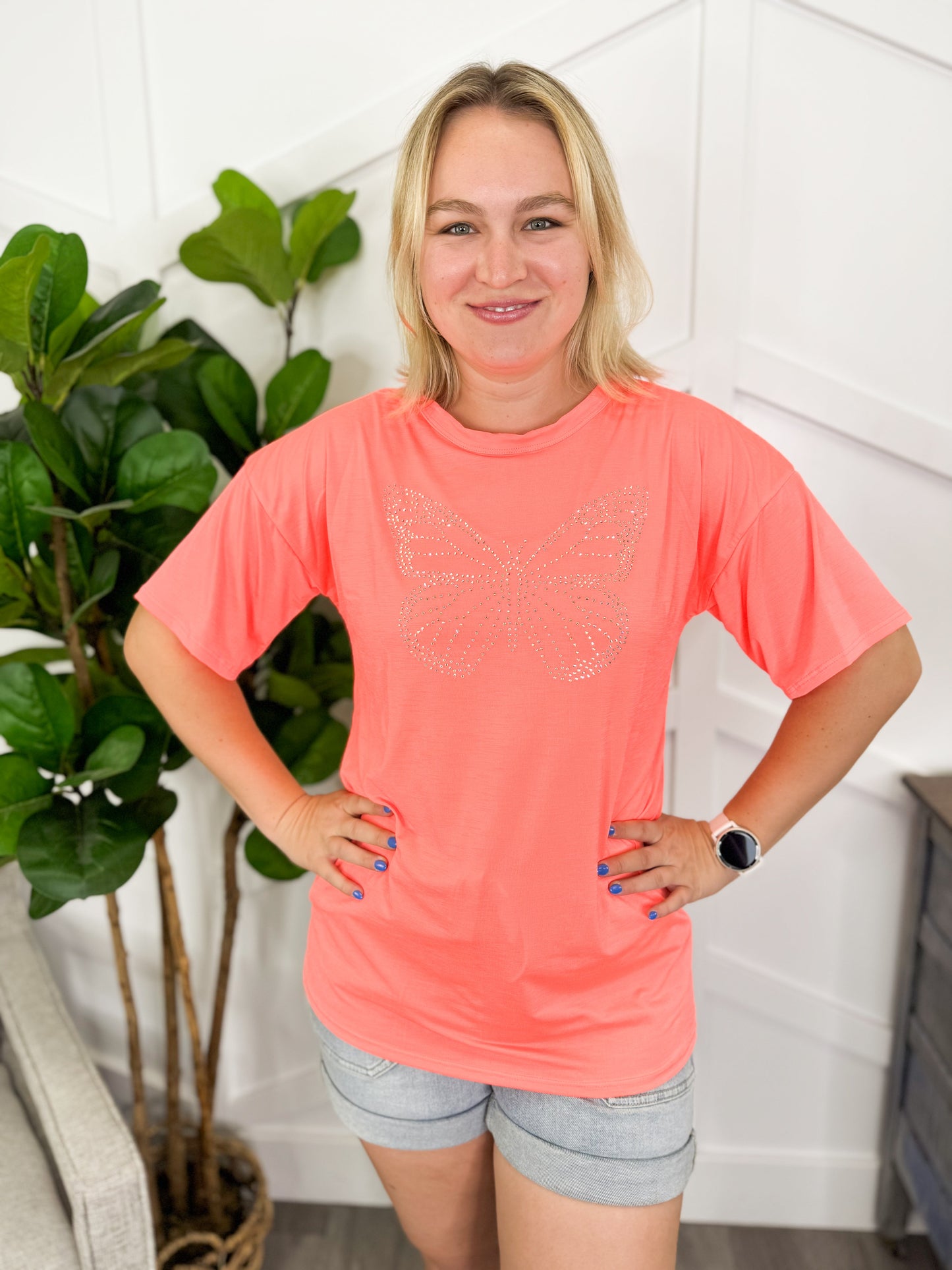 Reg/Plus-Butterfly Rhinestone Tee