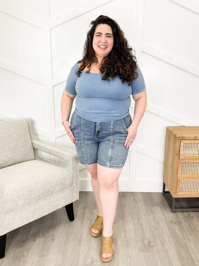 High Waist Utility Mid Length Shorts By Judy Blue