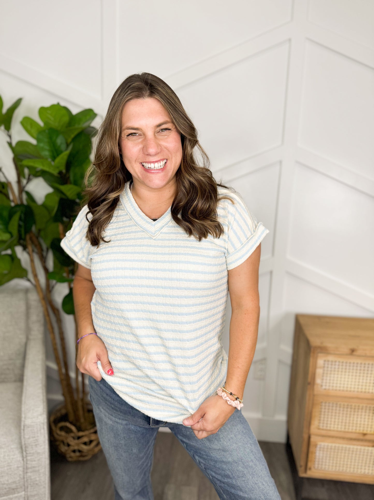 Reg/Plus- Striped Bliss Top
