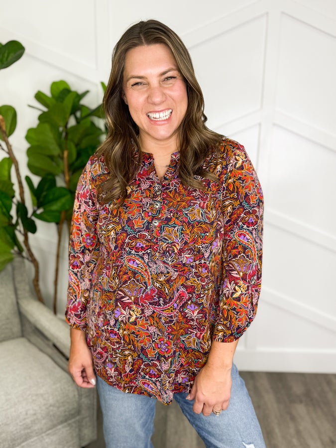 Reg/Plus- Paisley Pick Top
