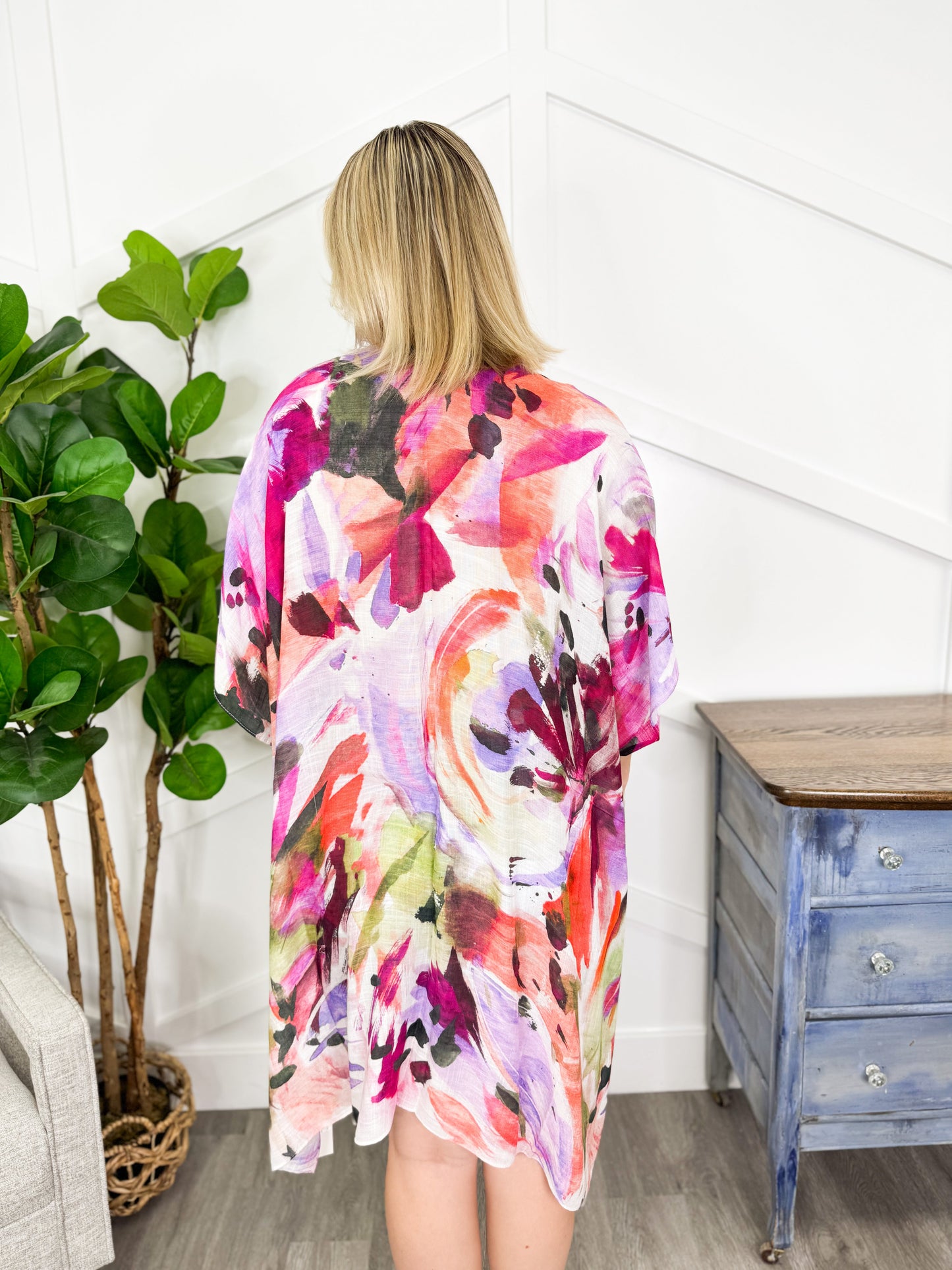 One Size Watercolor Multi Kimono