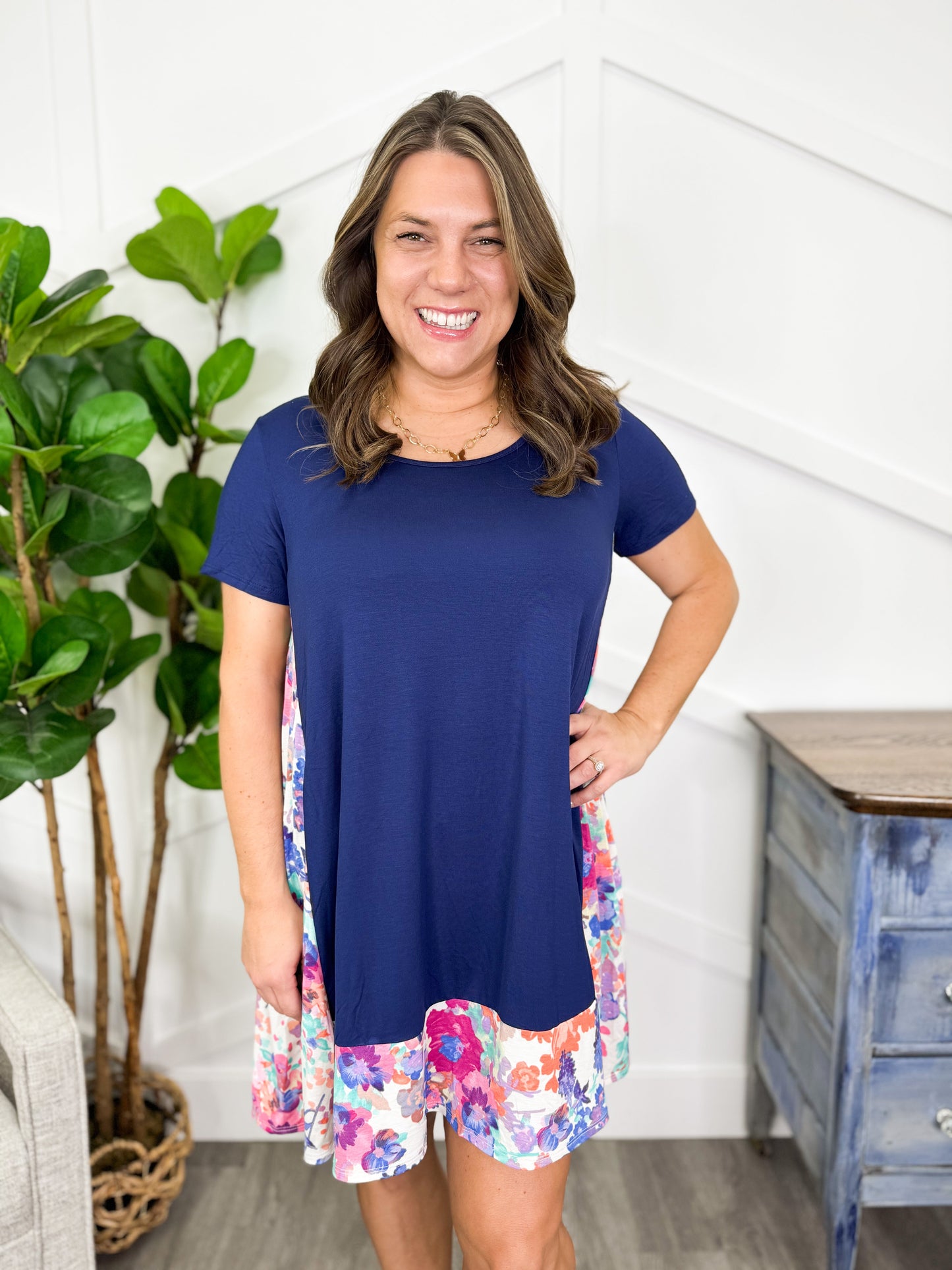 Reg/Plus-Floral Reflections Dress