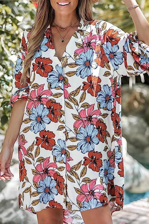 Reg/Plus-Beach Essential Button Up Dress Cover-Up
