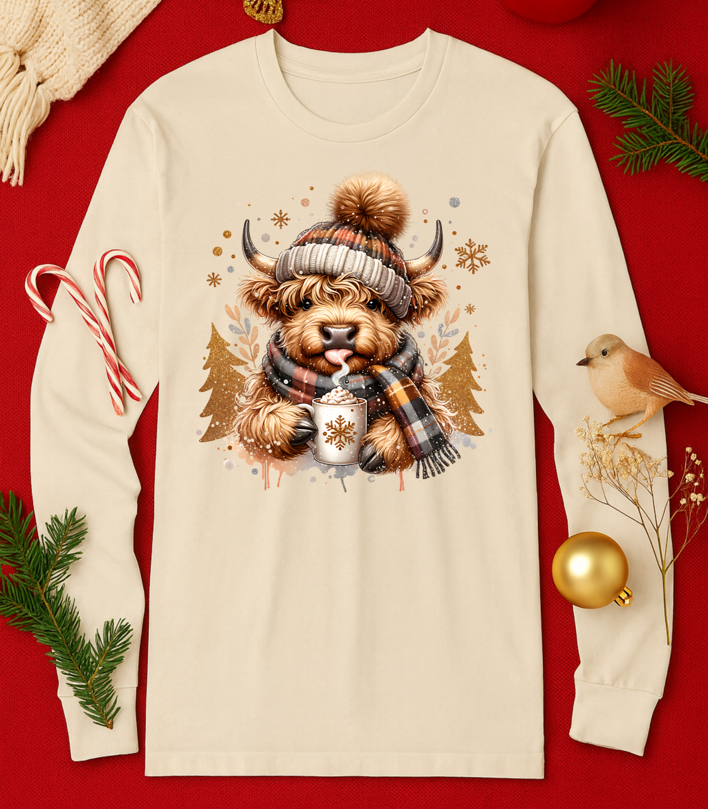 Winter Highland Cow Tee (4 Shirt Options)