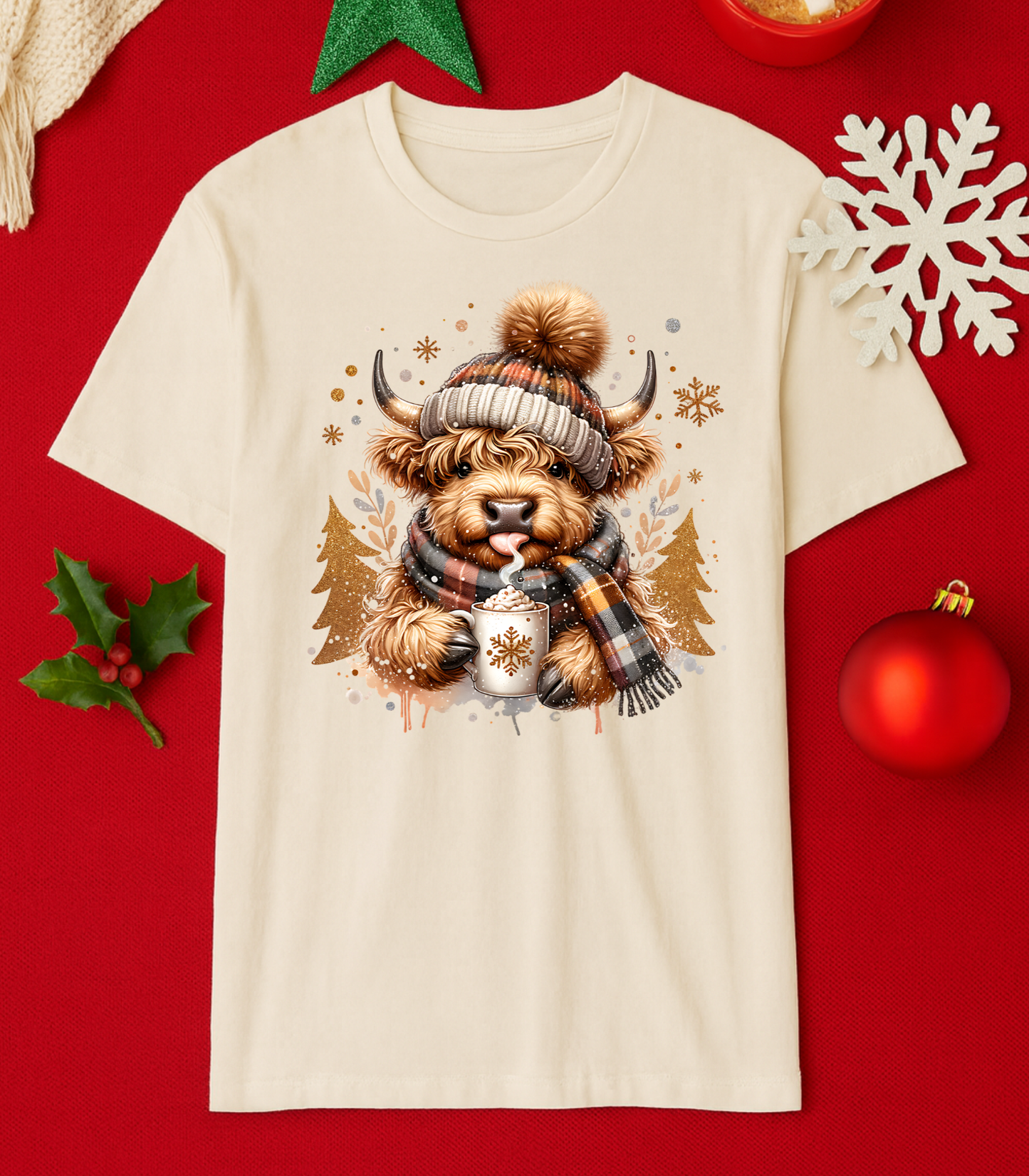 Winter Highland Cow Tee (4 Shirt Options)