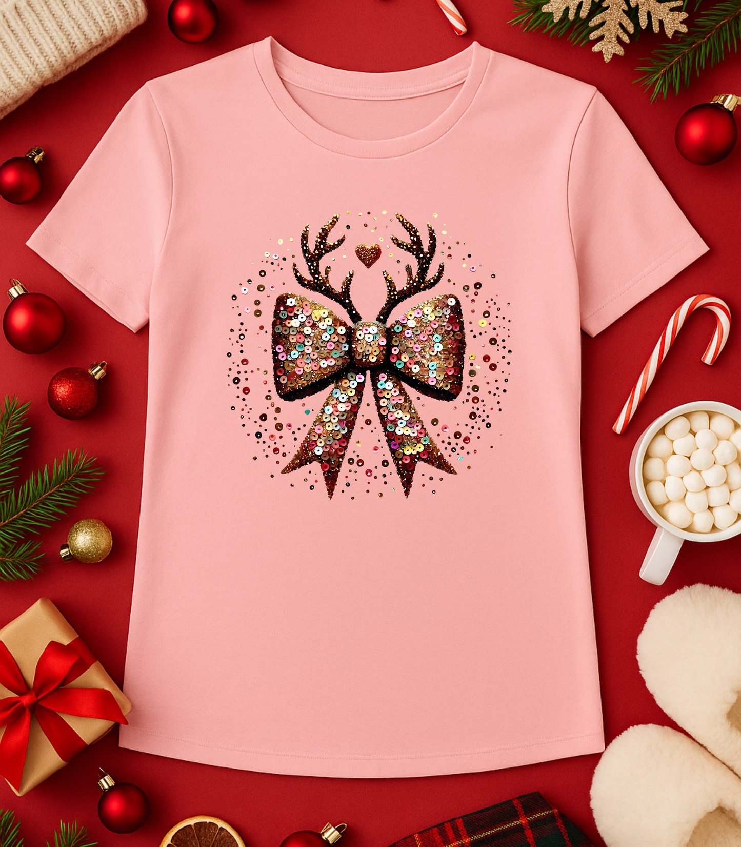 Reindeer Bow Tee (4 Shirt Options)