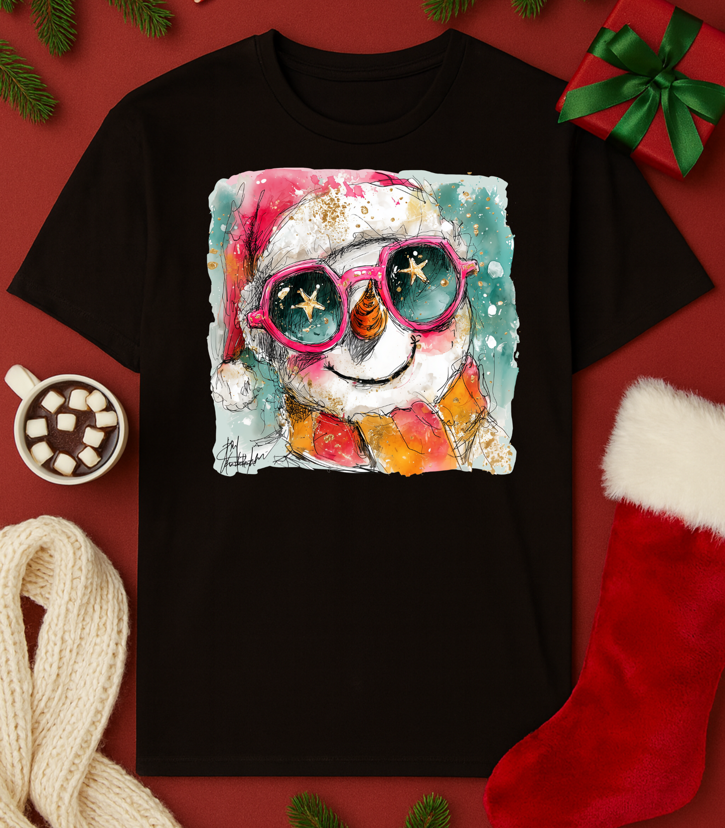 Snowman Sketch Tee (4 Shirt Options)