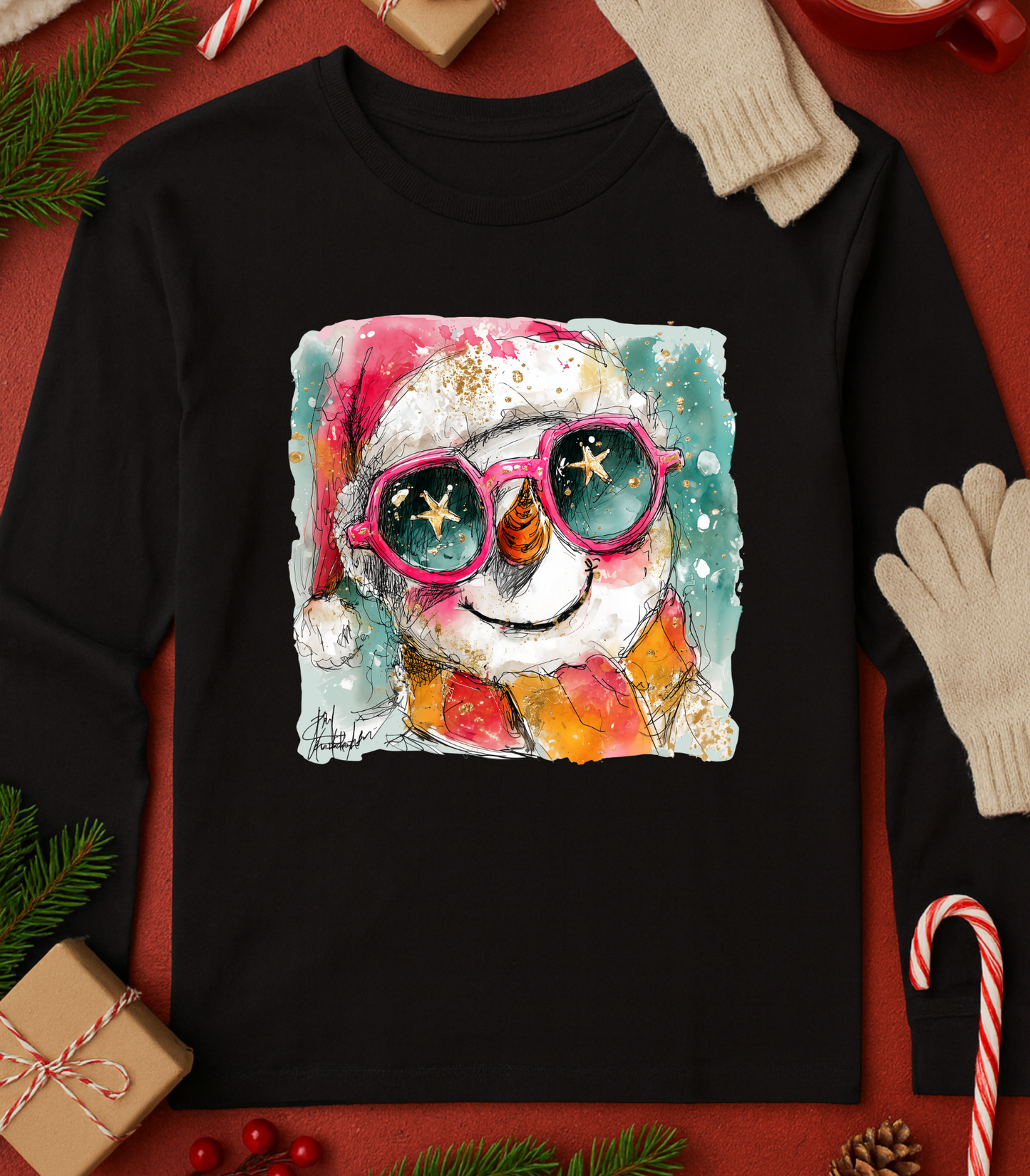 Snowman Sketch Tee (4 Shirt Options)