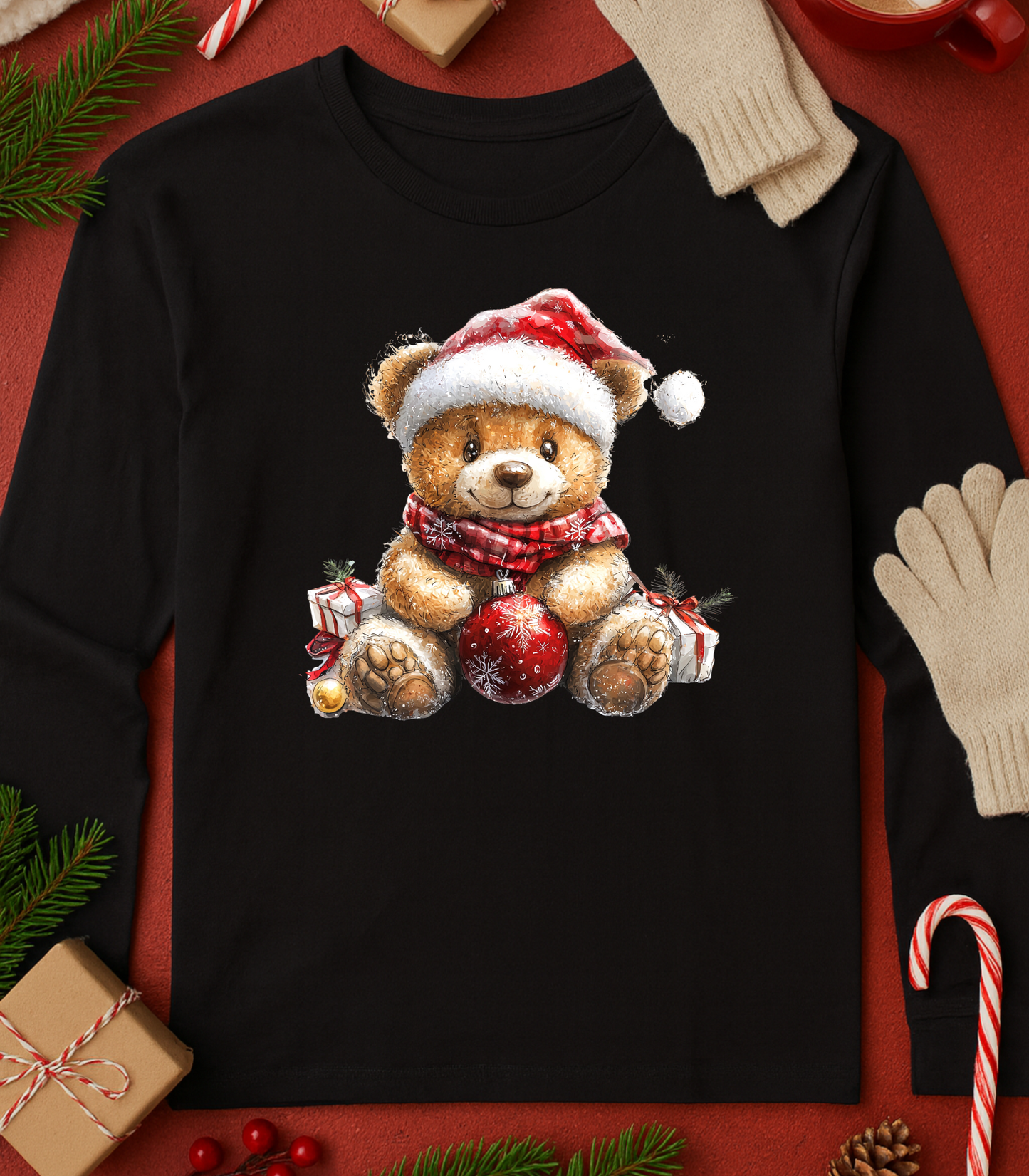 Bear With Ornaments Graphic Top (4 Shirt Options)