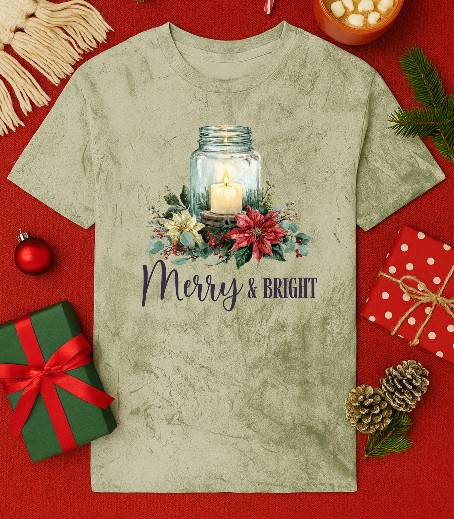Merry & Brite Candle Tee (3 Shirt Options)