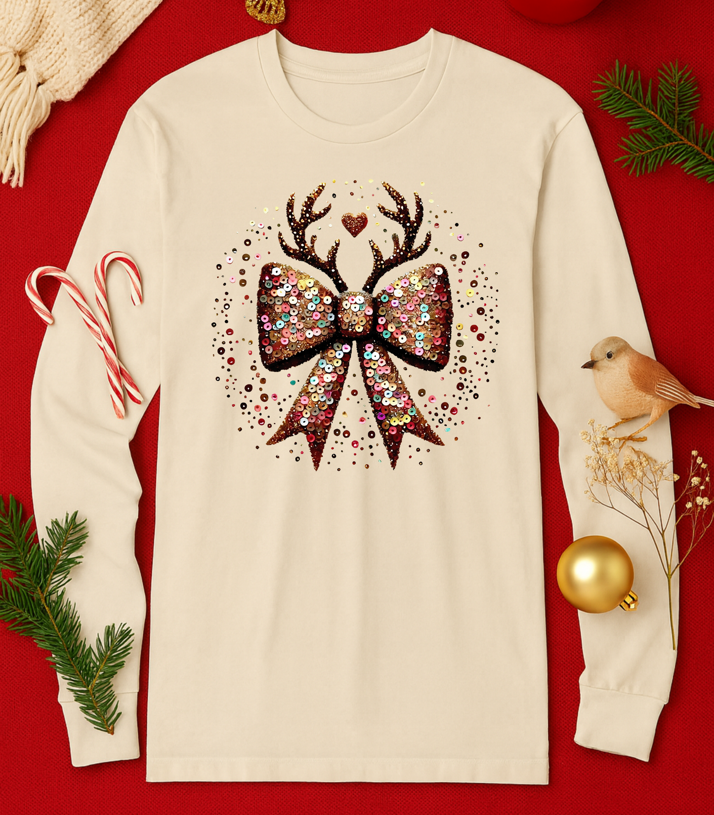 Reindeer Bow Tee (4 Shirt Options)