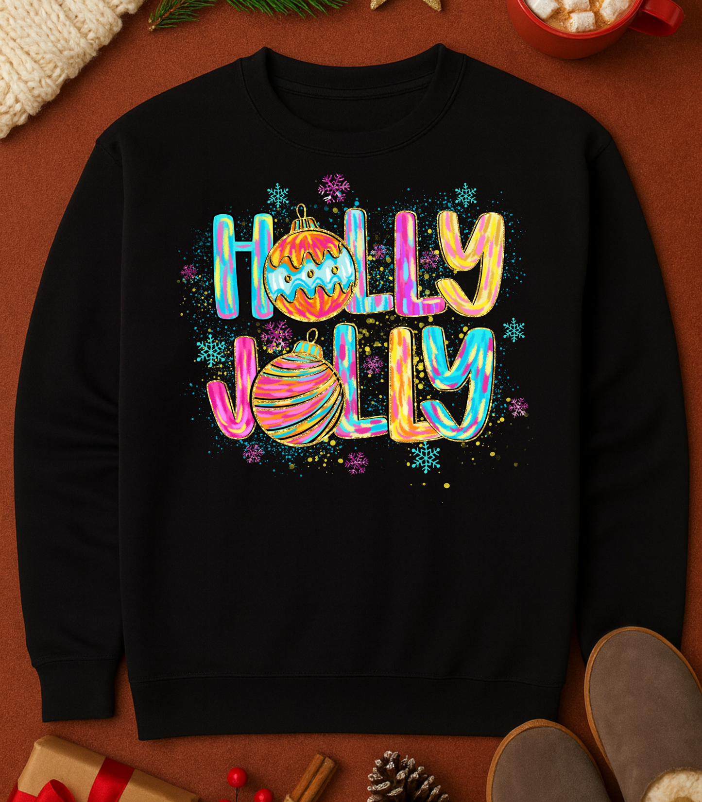 Holly Jolly Lettering Tee (4 Shirt Options)
