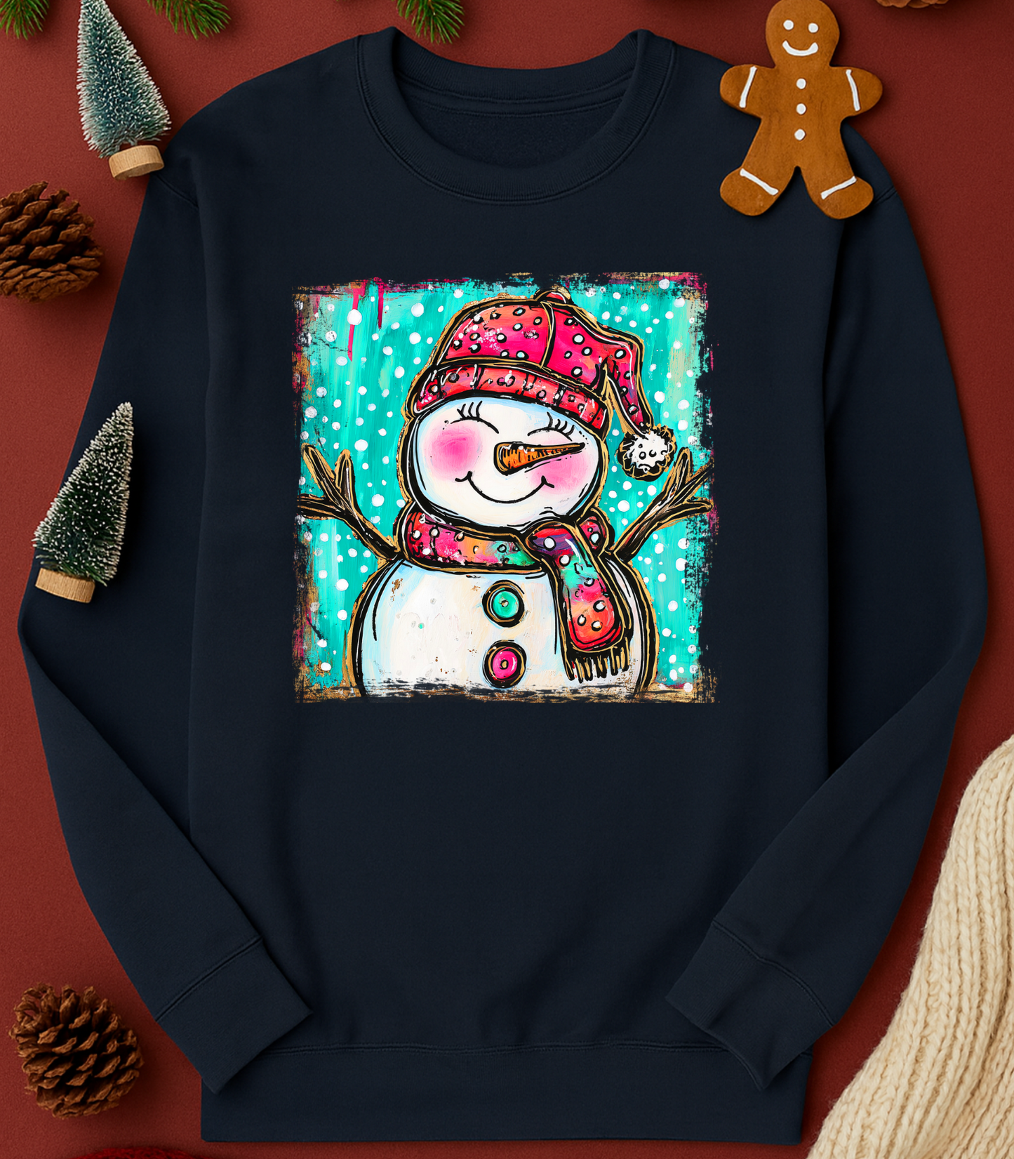 Cheerful Snowgirl Tee (4 Shirt Options)