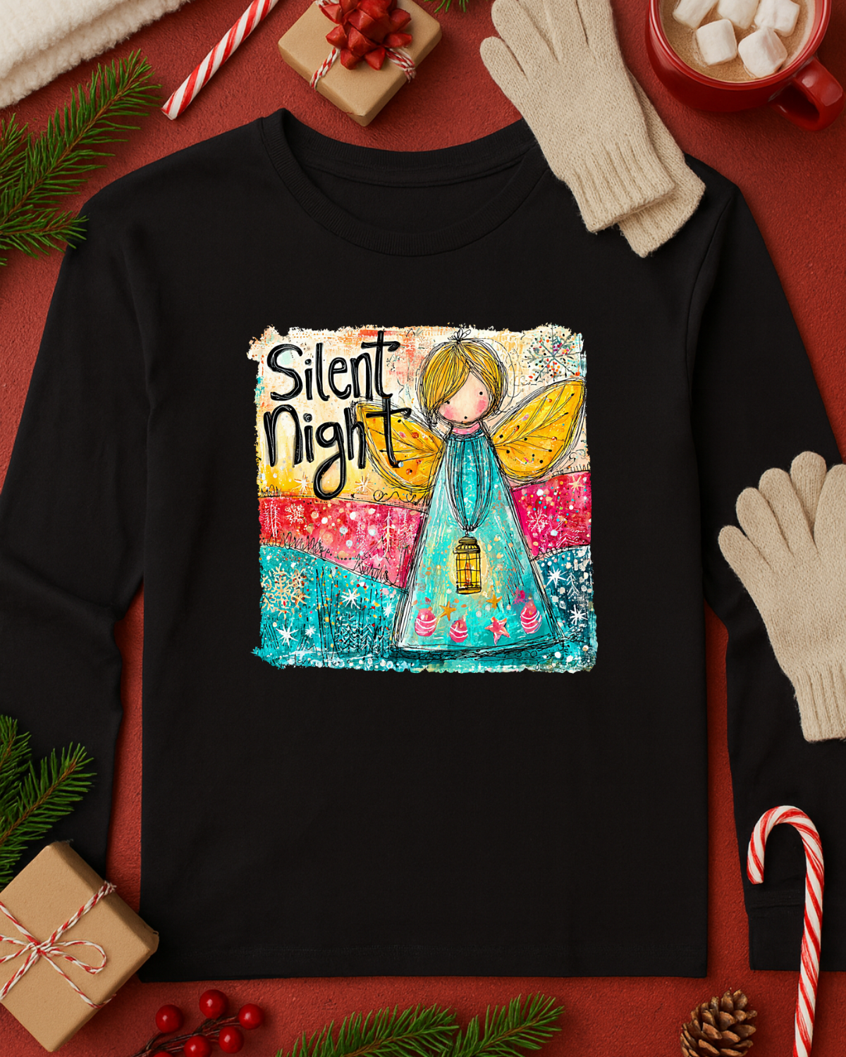 Silent Night Angel Graphic Top (4 Shirt Options)