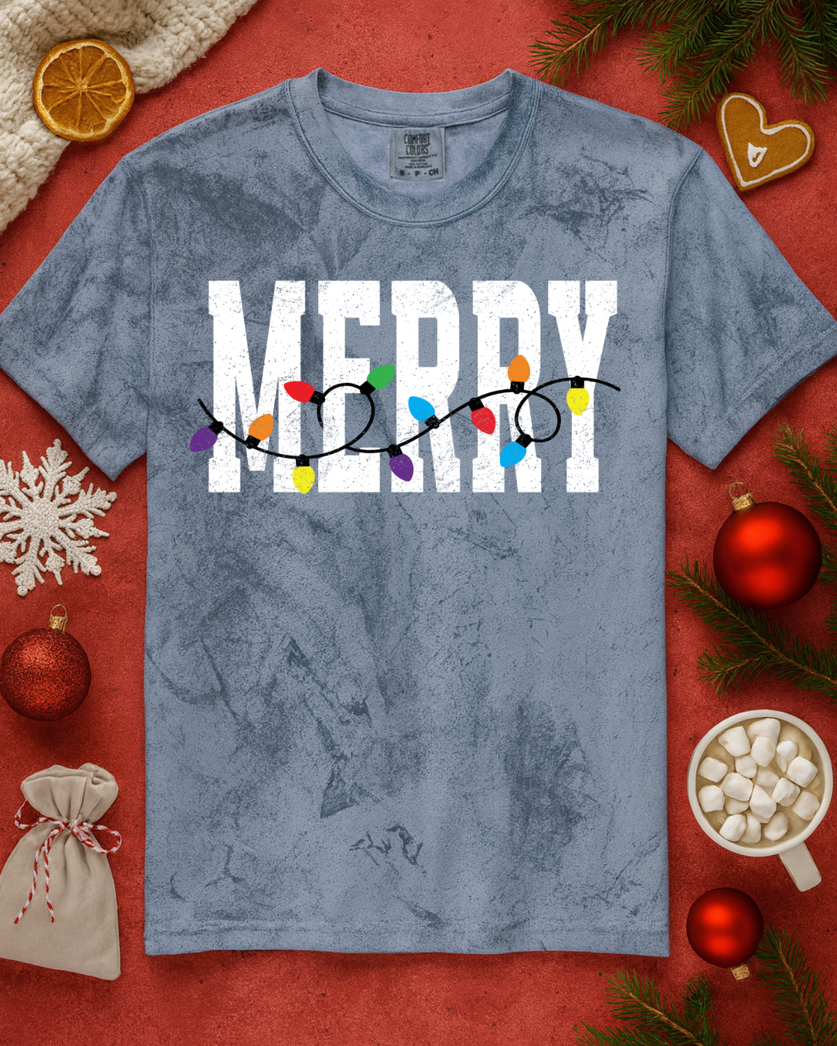 Bright & Merry Christmas Graphic Top (5 Shirt Options)