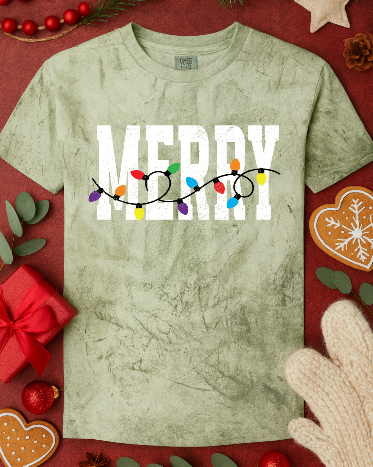 Bright & Merry Christmas Graphic Top (5 Shirt Options)