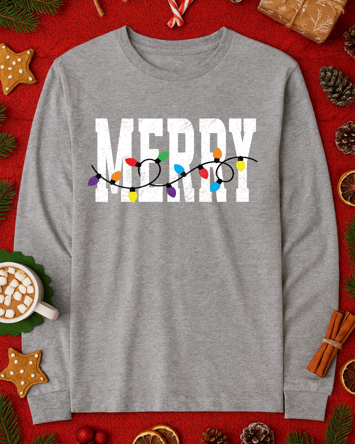 Bright & Merry Christmas Graphic Top (5 Shirt Options)