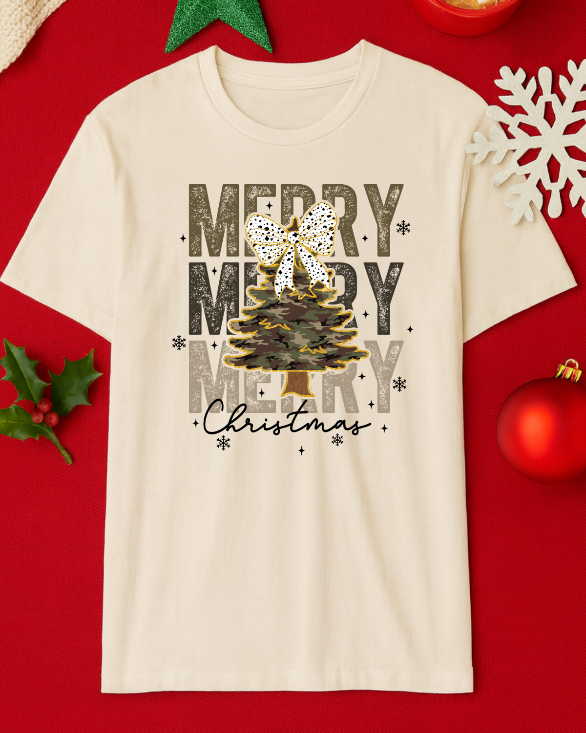Camo Tree Christmas Graphic Top (4 Shirt Options)