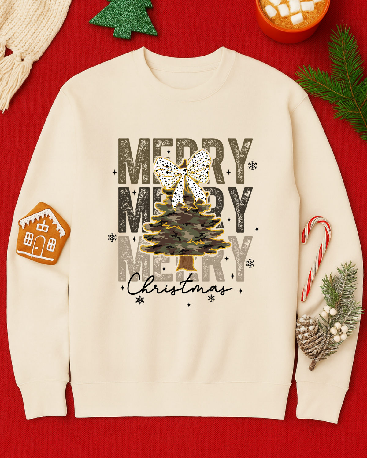 Camo Tree Christmas Graphic Top (4 Shirt Options)