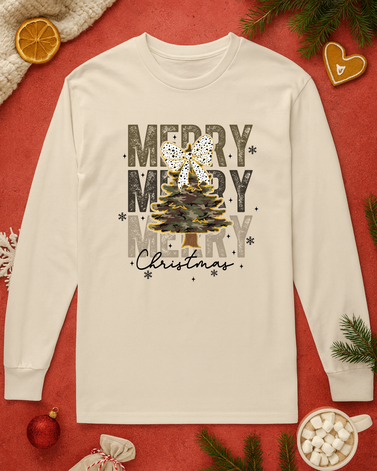 Camo Tree Christmas Graphic Top (4 Shirt Options)