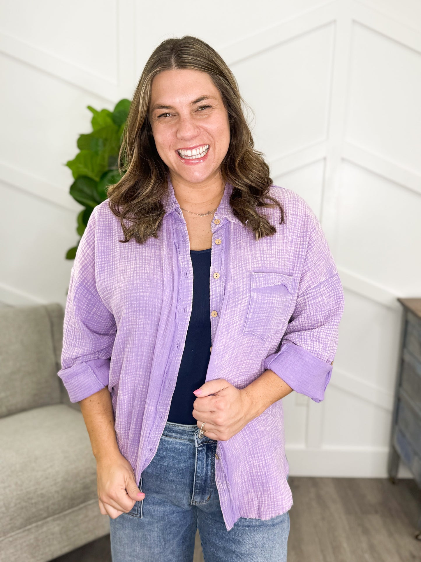 Reg/Plus-Ensure Perfection Button Down Top
