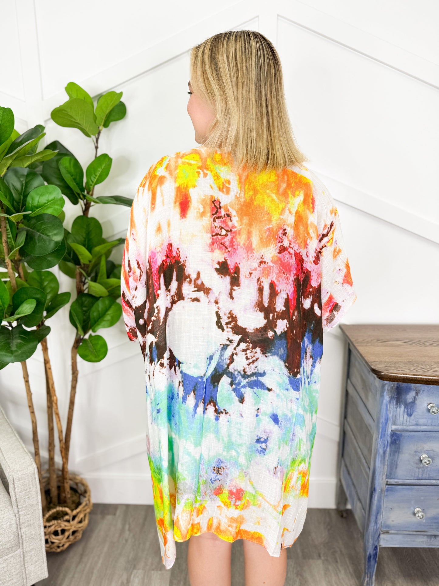 One Size Paint Multi Kimono