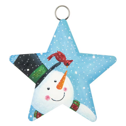 Snowman & Curious Cardinal Star Charm