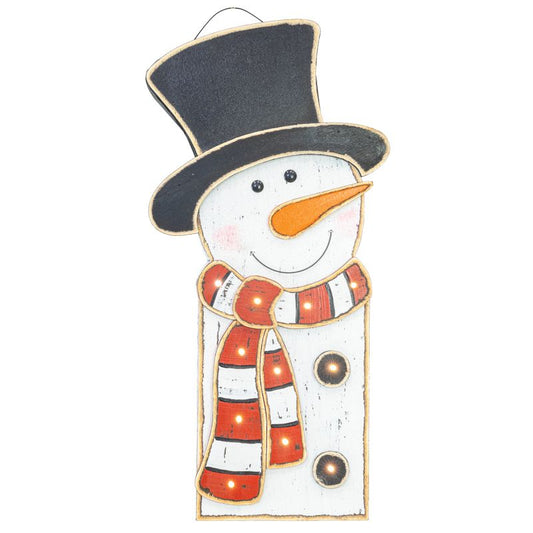 Wooden Snowman W/Lights