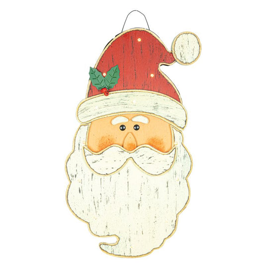 Classic Wooden Santa Hanger W/Lights