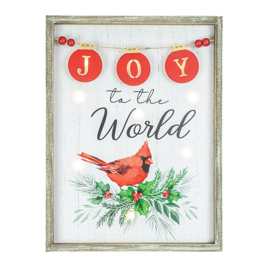 Joy To The World Cardinal Light Up Sign