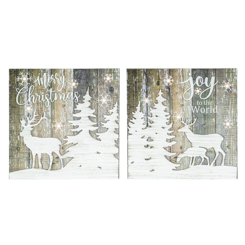 White Deer Christmas Sign W/ Lights