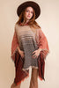 One Size-Herringbone Frayed Edge Poncho