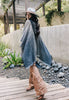 One Size-Herringbone Frayed Edge Poncho