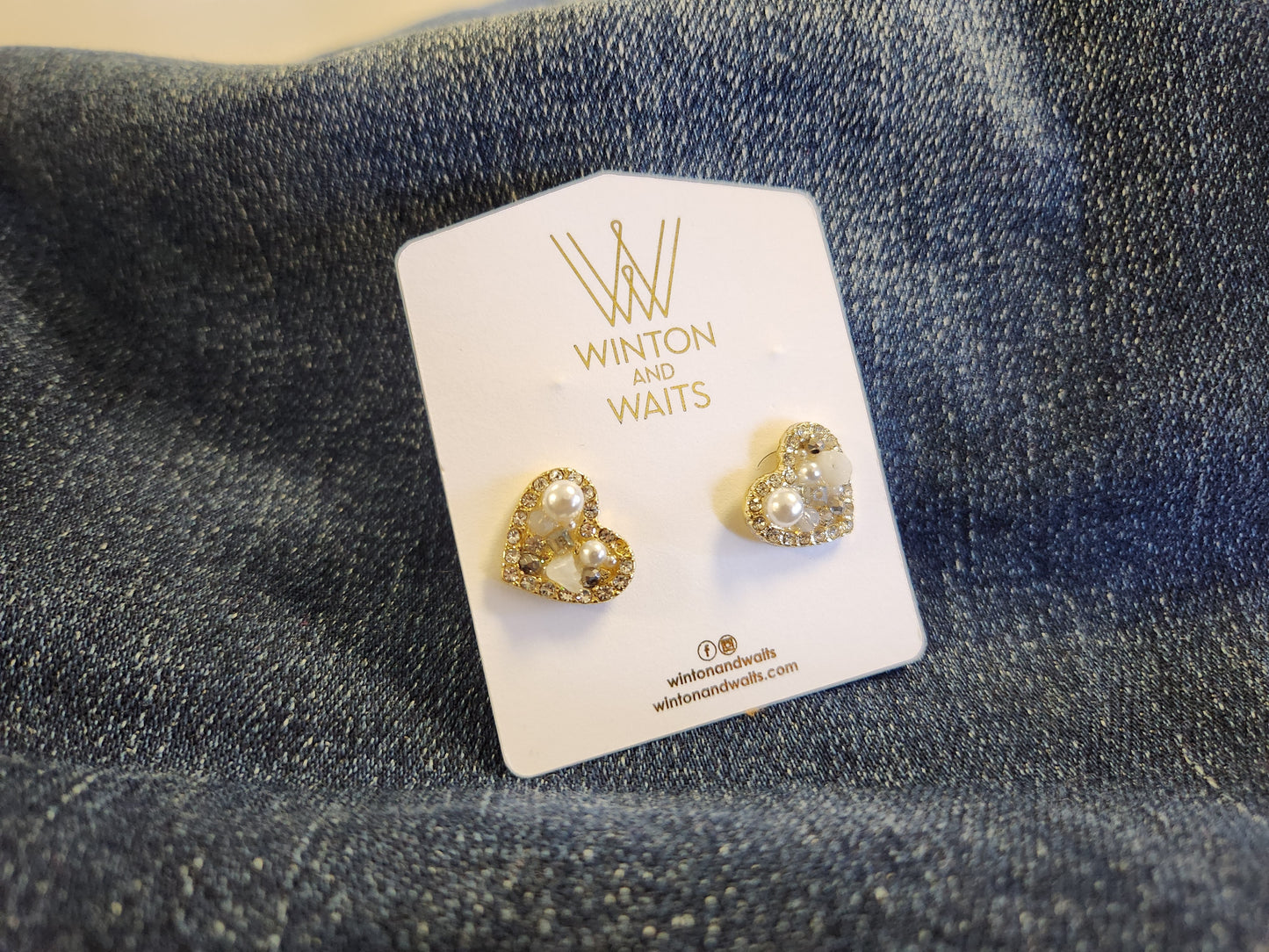 Cluster Heart Stud Earing by Winton and Waits
