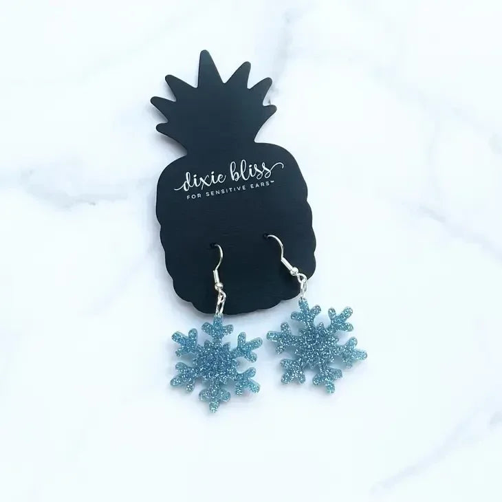 Dixie Bliss Earring- Petite Snowflake In Ice Shimmer