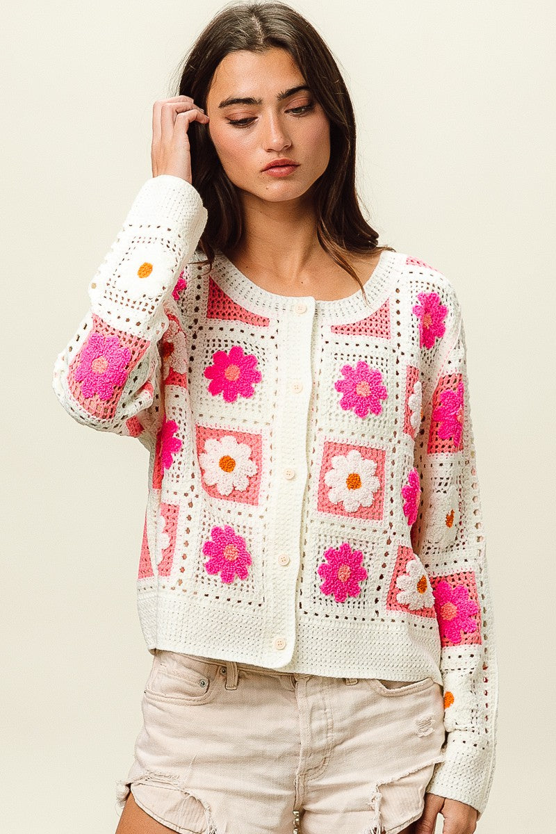 Reg/Plus-Adoring Florals Cardigan