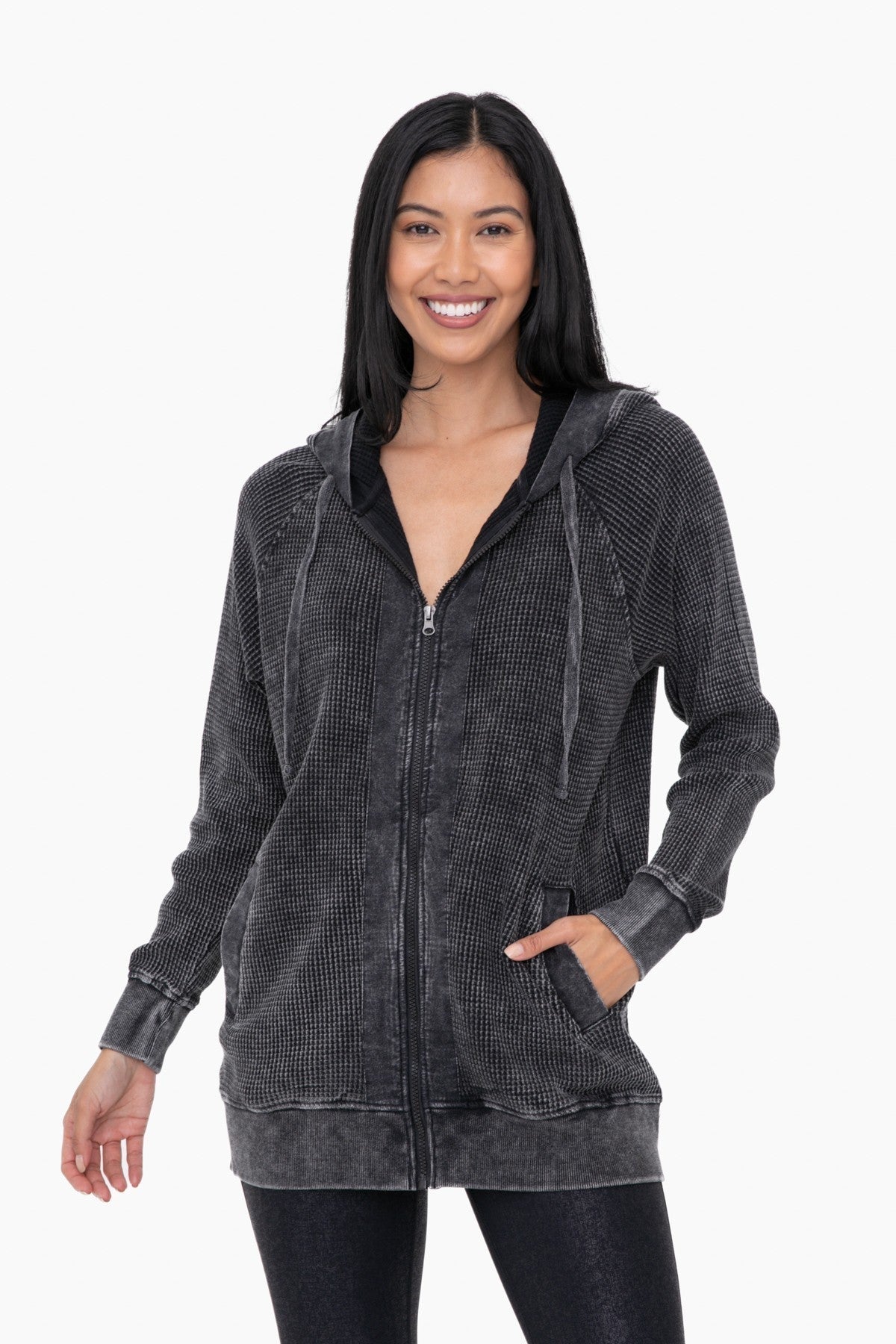 Oversized Mineral Wash Zip-Up Hoodie (Assorted)
