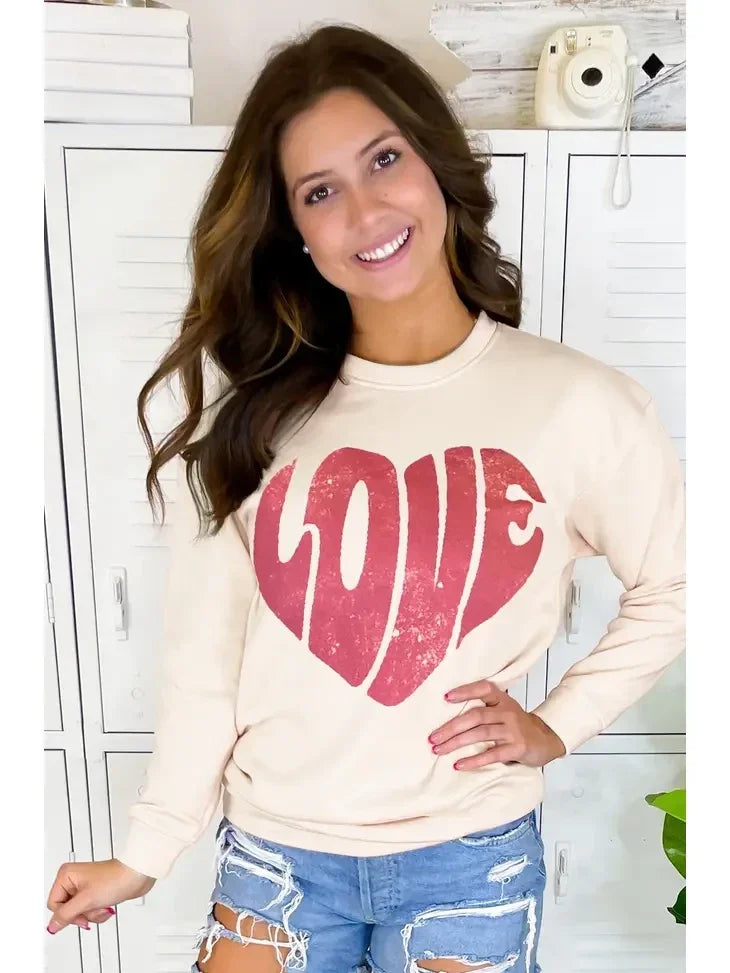 Love Heart Distressed Sweatshirt