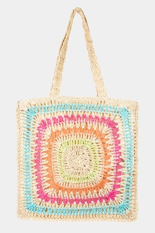 Rainbow Crochet Knit Tote