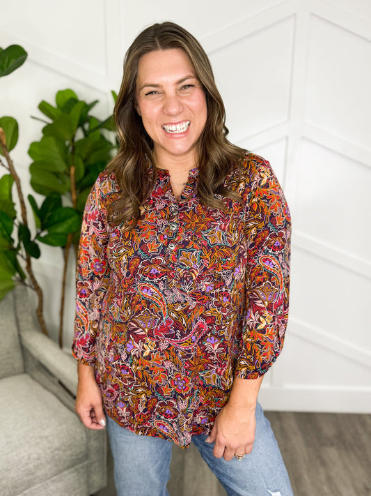 Reg/Plus- Paisley Pick Top