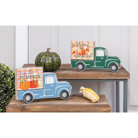 Fall Truck Block Tabletop Sitter W/Lights  (Assorted)