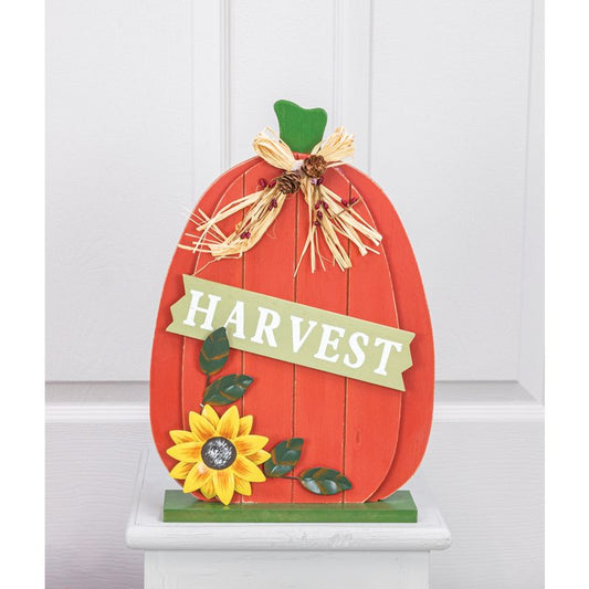 Harvest Sunflower Pumpkin Tabletop Sitter