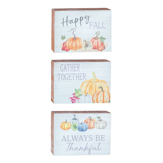 Happy Fall Pumpkin Block Sign (Assorted)