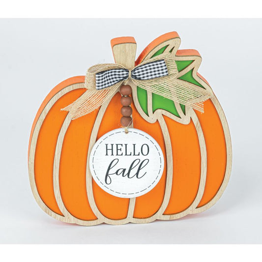 Hello Fall Wooden Pumpkin