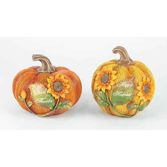 Give Thanks Flower Pumpkin Sitter (Assorted)