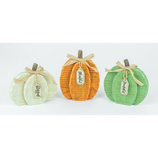 Burlap Bow Pumpkin Tabletop Sitter (Assorted)