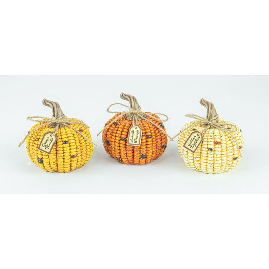 Small Field Corn Pumpkin Tabletop W/Tag (Assorted)